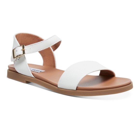 Steve Madden Dina Flat Sandals- White Leather- Size 9.5 - Picture 1 of 11